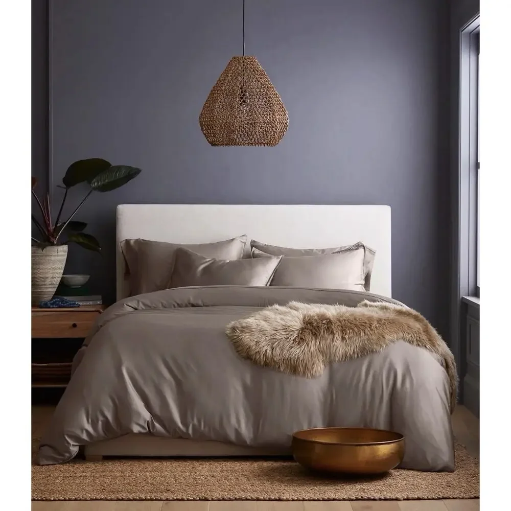 QUINCE Bamboo Duvet Cover Full/Queen Sand 100% Organic + 1 Pillowcase STONE